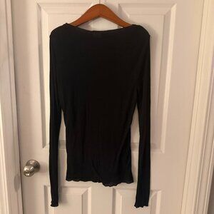 Abercrombie and Fitch Large Black Double Layer See Through Long Sleeve Shirt Top